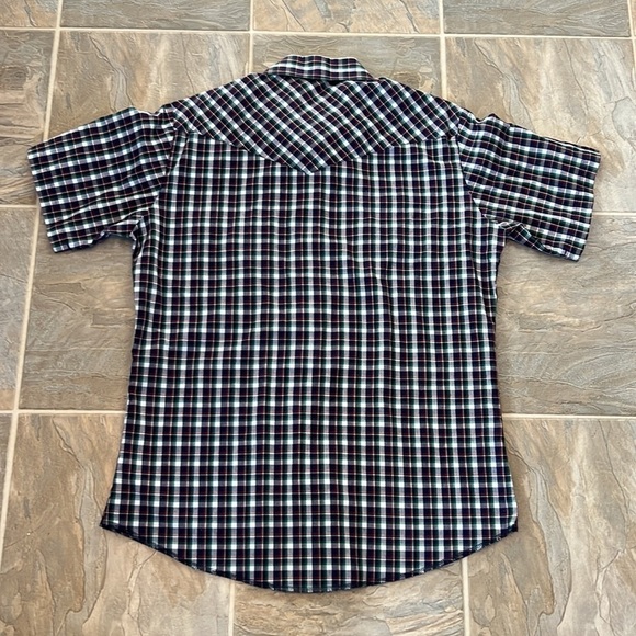 Wrangler Vintage Pearl Snap Short Sleeve Western Shirt Size M Plaid Mens - Picture 7 of 9